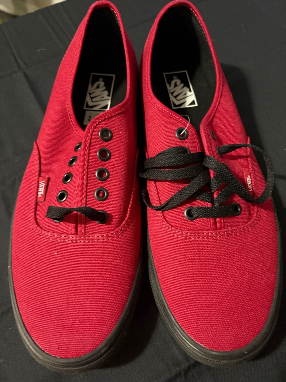 Vans Red Canvas Low-Top Sneakers with Black Trim